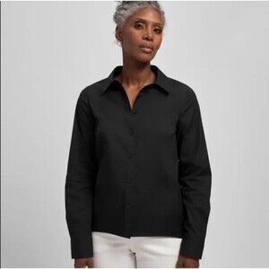 Universal Standard 14 16 Canna Hi-low Button Down Shirt Black Long Sleeve Blouse